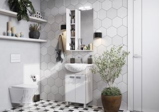 Зеркальный шкаф Акватон Бекка 50см белый/дуб сомерсет 1A214502BAC20